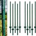 5 Feet Green, Pack of 10 Metal Fence Post, for 48 Inch High Garden Welded Wire Fence U-Channel Steel Garden Post