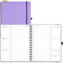 POPRUN 2026 Planner (Jan.-Dec.), Large-8.5" x 10.5", Horizontal Weekly Notebook, 12-Month Calendar Book with Monthly Tabs, Spiral Soft Cover, Inner Pocket, 100 GSM - Lavender