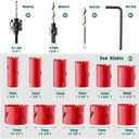 Bi-Metal Hole Saw Kit, HYCHIKA 17 Pcs High Speed Steel 3/4" to 2-1/2" Hole Saw Set in Case with Mandrels, Hole Saw Bit for Metal, Drilling PVC Board,and Plastic Plate