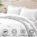 HARBOREST King Comforter Set White - Ruffle Comforter for King Size Bed, Fluffy King Size Comforter Set for All Seasons, 3 Pieces (1 Comforter & 2 Pillow Shams)