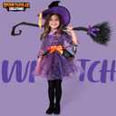 Spooktacular Creations Child Girl Orange Purple Witch Costume, Toddler Witch Outfit Set for Kids Halloween Dress Up Parties (Large(10-12 yr))