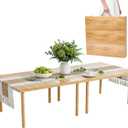 80"x30" Portable Boho Wooden Low Folding Picnic Table for Indoor Outdoor, Vertical Stripe 80*30inch