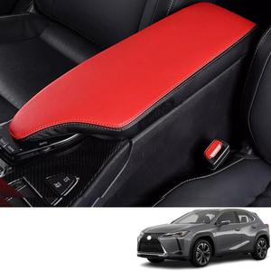 Custom Interior Accessories for Lexus UX 200 250h 2019 2020 2021 2022 2023 Leather Center Armrest Box Cover Armrest Cushion Central Armrest Protector Pad(Red+Black)