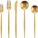 Matte Gold Silverware Set, Oliviola 40-Piece Stainless Steel Flatware Cutlery Set Service for 8, Satin Finish Kitchen Utensil Set, Dishwasher Safe