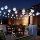 Joomer Solar String Lights Outdoor, 65FT 100LED Globe String Lights 8 Lighting Modes, Waterproof Solar Powered Patio Light for Garden Yard Porch Wedding Party Outdoor Decor (White)