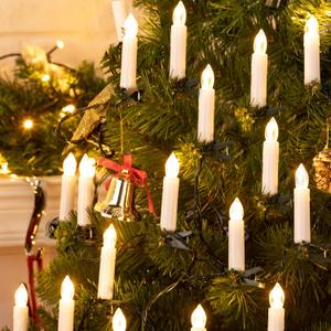Minetom Christmas Candle String Lights, 48FT 50 LED Candle Lights for Indoor Outdoor, Connectable Flameless Candle Lights with Clips for Xmas Tree Holiday Seasonal Celebration Decoration, Warm White