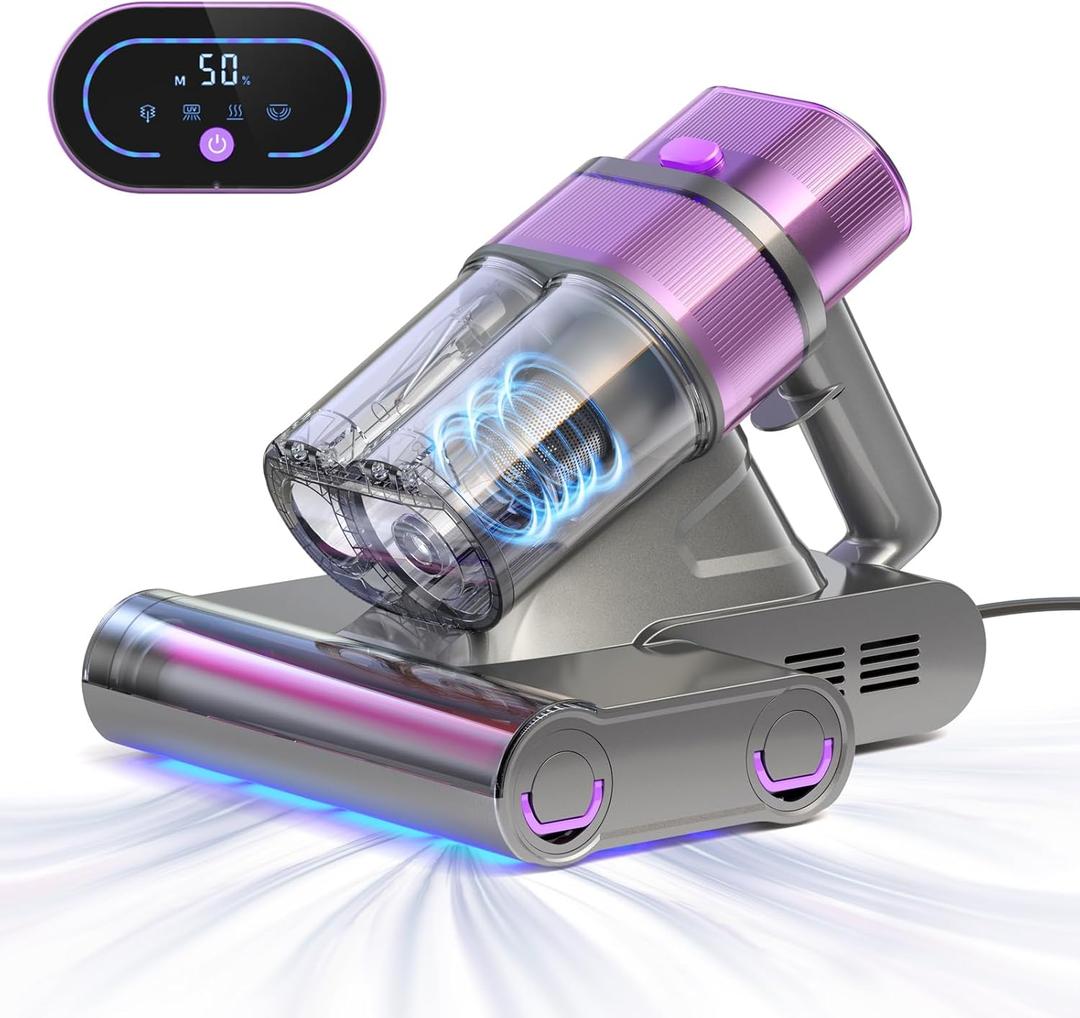 Mattress Vacuum Cleaner UV Sanitizing: 16Kpa 500W Powerful Mattress Cleaner | Bed Vacuum with 254nm Light, Dual Roller Brush, 8.6'' Dual Suction Port & 149F Heat - Mattress Vacuum for Sofa, Couch