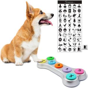 Dog Buttons for Communication, 7pcs Recordable Talking Buttons Set with Scene Stickers, Pet Training Buttons for Puppy Small Dogs & Cats Black Color (Battery Included)