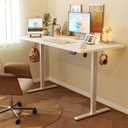 Monomi 55 Inch Electric Standing Desk, Height Adjustable Sit Stand Up, Work Home Office Computer PC Desks, Gaming Writing Study Bedroom Rising Table with Two-Piece Desktop, White