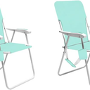 SunnyFeel Lightweight Folding Beach Chair - Heavy-Duty 300lb Capacity with Cup Holders & Retro Design for Adults, Portable Lawn Chair, Foldable Camping Chair for Outdoor Relaxation (Misty Teal)