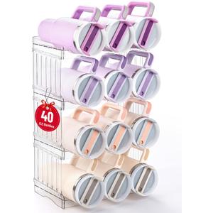 Gracenal Large Tumbler Organizer for Stanley Cup 40 oz, Patented Kitchen Pantry Organizers and Storage for Stanley Cup Accessories, Stackable Water Bottle Organizer Holder Gifts 4Pack Large-12-bottle