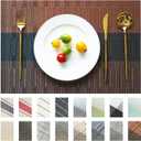 Placemats Set of 6 Vinyl/Plastic Woven Place Mats for Kitchen Table Indoor/Outdoor Washable Placemat Wipeable Dining Table Mats (Ombre Brown Black,6)
