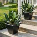 Artificial Agave Plant 24.8Inch Artificial Agave Plants Outdoor Set, Large Fake Plants Indoor for Home Decor, Realistic UV Resistant Faux Succulents Plants Without Pot, Set of 2