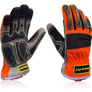 Medium Duty Extrication Recue Gloves, Cut Resistant, Oil & Water Resistant, EN388 Rate 4242XP/4131, Orange/Yellow