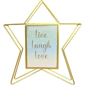 Star Shape Vertical Photo Frame Golden Vintage Picture Frame Decorative Photo Frames Picture Display Frame (Star,Large)