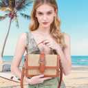 Straw Crossbody Bags for Women, Vegan Leather Summer Handbag Small Trendy Beach Purse