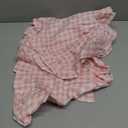 HunnmingRe 1 Pcs Light Pink Plaid Gingham Ruffle Table Runner 72 x 13.8'' Farmhouse Table Runner 100% Cotton Scalloped Long Dresser Scarves for Mothers Day, Dining Room, Wedding, Rustic Home Decor
