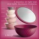 COOK WITH COLOR Mixing Bowls with Lids - 12 Piece Plastic Nesting Bowls Set includes 6 Prep Bowls and 6 Lids, Microwave Safe Mixing Bowl Set, Rose Embossed