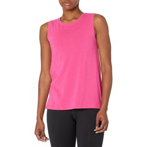 Amazon Essentials Women's Soft Cotton Relaxed-Fit Workout Tank Top (1X, Bright Pink)