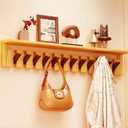 Paint Wood Wall Mounted Coat RackHooks Piano Key Hangers Natural Solid Wood Hanger Non-Woven Fabric Clothes Hangers for Closet, Kitchen, Bedroom, Bathroom, Entryway (Tray walnut-beech, 12 Hooks)
