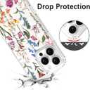 KANGHAR Magnetic Made for iPhone 16 Pro Case Clear Compatible with MagSafe Flowers Floral Pattern Soft TPU Bumper Shockproof Anti-Scratch Phone Cover for iPhone 16 Pro Cases(B)