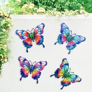 SUNREEK 4Pcs Metal Butterfly Wall Decor, 9 Inches Butterfly Outdoor Wall Art for Fence Garden Yard Room Patio Balcony