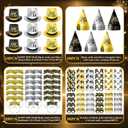192PCS New Years Eve Party Supplies 2026 for 96 Guests, Happy New Years Decorations Party Favors Includes Top Hats, Tiaras, Glasses Accessories for Adults Nye Decorations 2026