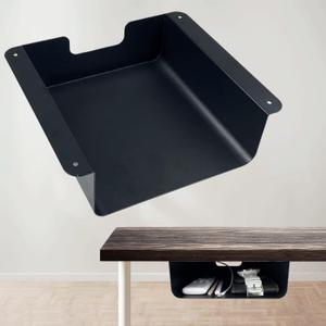 Under Desk Storage Shelf Under Desk Drawer Storage for Sit Stand Desk, Table, Gaming Desk, Workstations Under Desk Organizer Adds Tray for Home and Office(Black)