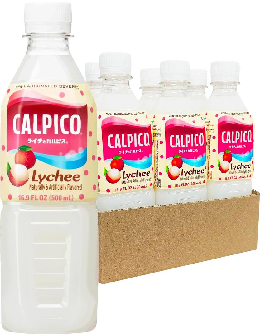 CALPICO Lychee Smooth, Creamy & Refreshing Non-Carbonated Beverage, Sweet and Tangy, Japanese Lactic Acid Drink, 16.9 Fl oz (Pack of 6)б EXP: FEB 05 2027