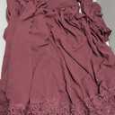 SHESTARR Women's Plus Size Maxi Dress Long Sleeve Square Neck Smocked Flowy A-Line Lace Trim Wedding Guest Dresses Burgundy, 3XL