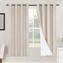 H.VERSAILTEX 72 inch Blackout Curtains, 100% Absolutely Blackout Thermal Insulated Textured Linen Look Curtain Draperies Anti-Rust Grommet Linen Curtains Blackout, 2 Panels, Natural