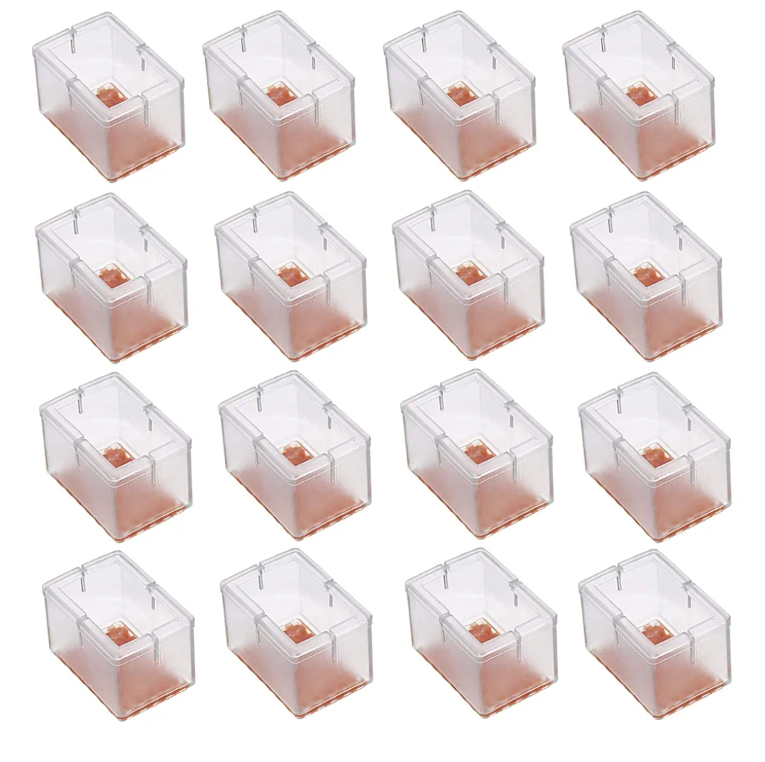 Maydahui 16 PCS Rectangle Chair Leg Floors Protector Silicone with Felt Furniture Pads Table Feet Caps Indoors Outdoors Fit Length 1-8/9 to 2-1/12 Inch （48-53 mm）,Width 1-1/7to 1-2/7 Inch （29-33 mm）