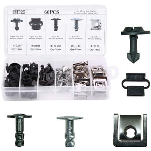 60Pcs Engine Undertray Cover Clips Bottom Metal Screw Bolt Kit for Audi VW