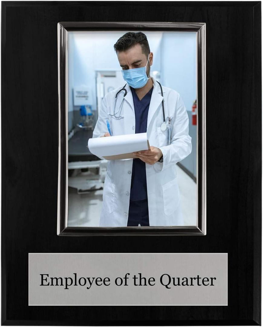 Pre-designed Employee of the Month, Quarter or Year Award Plaque - 8 x 10" Photo Plaque holds a 6 x 4" Portrait Photo (Quarter)