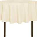sancua Round Tablecloth - 48 Inch - Water Resistant Spill Proof Washable Polyester Table Cloth Decorative Fabric Table Cover for Dining Buffet Parties, Beige (Fits 30-36 Inch Tables)