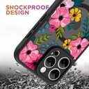 OOK Magnetic for iPhone 16 Pro Max Case Black Flowers Pink Design