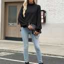 CiCiBird Women Oversized Turtleneck Sweater Fall Long Lantern Sleeve Knit Pullover 2025 Winter Fashion Jumper Top (Black, M)