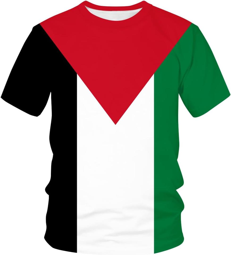 Lurhonp Palestinian Flag Casual Short Sleeve T-Shirt (Small)
