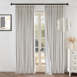 MYSKY HOME Natural Blackout Curtains 84 inch Long for Bedroom Living Room Pinch Pleated Blackout Curtains 100% Room Darkening Pinch Pleat Beige Window Curtains Drapes with Hooks Back Tab, W40, Pack-2 (40"W x 84"L (Pack of 2)) MYSKY HOME Natural Blackout Curtains 84 inch Long for Bedroom Living Room Pinch Pleated Blackout Curtains 100% Room Darkening Pinch Pleat Beige Window Curtains Drapes with Hooks Back Tab, W40, Pack-2 (40"W x 84"L (Pack of 2))