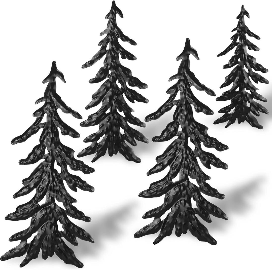 Jetec 4 Pieces Pine Tree Wall Decoration Metal Pine Tree Metal Wall Art Decor for Outdoor Christmas Living Room Bedroom Home Farmhouse Office Cabin(Black)