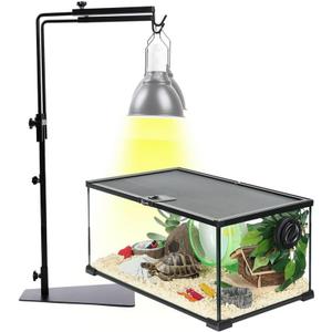Reptile Heat Lamp Stand,Pet Lamp Holder, Adjustable Metal Floor Light Lamp Bracket Support for Reptile Small Animals or Succulent Plants Glass Terrarium(2 Hooks)