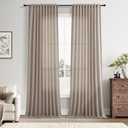 Nanspring Linen Curtains 96 Inches Long for Living Room Back Tab Semi Sheer Floor to Ceiling 8ft Light Filtering Curtain Boho Farmhouse Decor Window Drapes for Bedroom 52x96 2 Panels Ecru