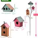 Multi-Bird Houses for Outside with Pole, Colorful Durable Birdhouse on Stake, 3 Rooms, Metal Bird Houses for Outside, Garden Yard Decor