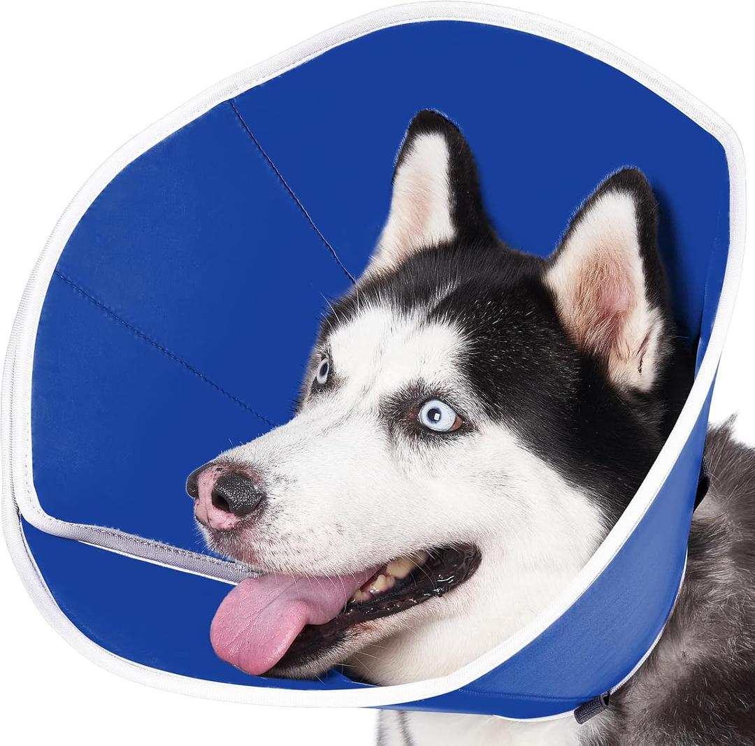 BARKLESS Dog Cone, Soft Cone for Dogs After Surgery to Stop Licking, Alternative to Recovery Collar, Adjustable Elizabethan Collar for Neutering and Wound Care (M (Neck: 10.5-14"), Blue)