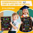 Double-Sided First Day and Last Day of School Board Sign with 6 Colorful Markers,14x12 Inch Reusable Chalkboard, First & Last Day Photo Prop for Kindergarten Preschool Elementary Kids