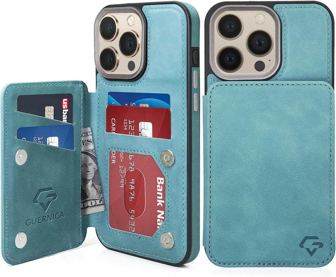 GUERNICA for iPhone 16 Pro Max Wallet Case with RFID Blocking Card Holder for Women Men, Kickstand Shockproof Phone Case for iPhone 16 Pro Max(6.9"),Light Green