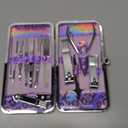 ZIZZON Nail Clippers Kit Manicure Pedicure Set with Holographic Case(Purple)