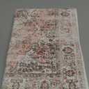 Uphome Boho Bathroom Rugs, Distressed Farmhouse Blush Pink Bath Mat, Comfy Velvet Small Bath Rugs Non Slip Washable, Vintage Oriental Toilet Rug for Sink Shower Vanity, 20x32 inch