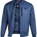 Reebok Mens Bomber Jacket - Insulated Zip Up Windbreaker Jackets for Men - Casual Golf Gym & Hiking Mens Lightweight Jackets, Size Medium, Mineral Blue