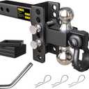 TIROL 2 Inch Adjustable Trailer Hitch Receiver with Shackle - 4 Inch Drop/Rise Drop Hitch, 2'' & 2-5/16'' Ball Hitches, 25000 Lbs Heavy Duty Towing Ball Mount, RVs, Campers, Boat Trailers